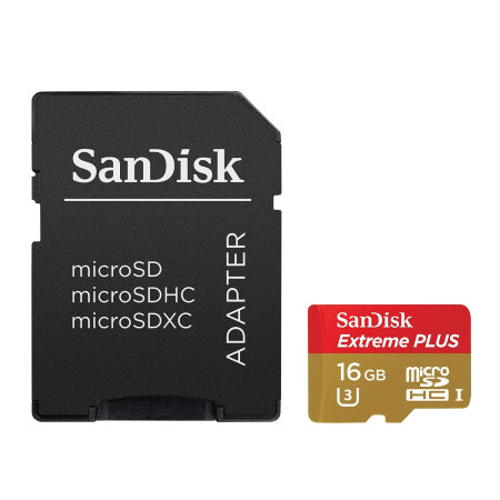 SanDisk Extreme Plus Micro SDHC Card with SD Adapter - 16GB