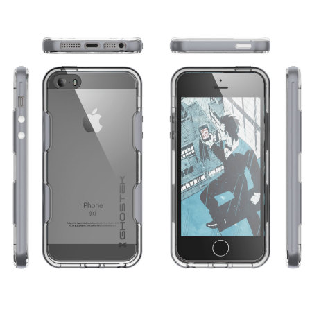 Ghostek Cloak iPhone SE Aluminium Puhelimelle – Läpinäkyvä/Hopea