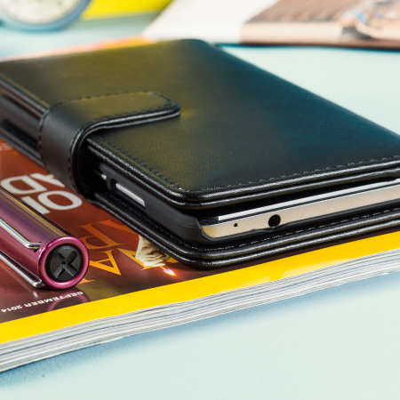 Olixar Premium Real Leather Huawei Honor 5X Wallet Case - Black