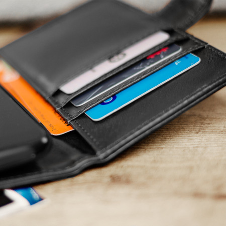 Olixar Genuine Leather HTC 10 Wallet Stand Case - Black