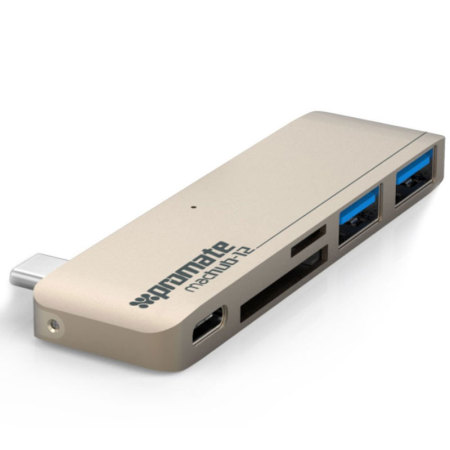 Promate MacHub-12 USB-C 5-in-1 High-Speed Adapter - Goud