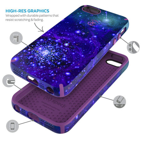 Coque iPhone SE Speck CandyShell Inked – Violet Galaxie
