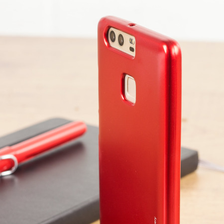 Coque Huawei P9 Mercury Goospery iJelly en gel – Rouge métallique