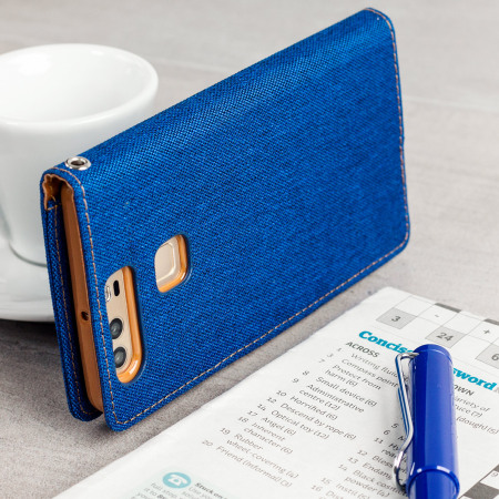 Housse Huawei P9 Mercury Canvas Diary – Bleu / Beige