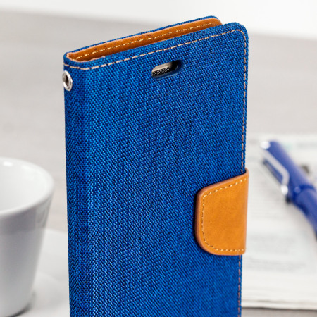 Housse Huawei P9 Mercury Canvas Diary – Bleu / Beige