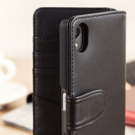 Olixar Premium Sony Xperia X Ledertasche Wallet Case in Schwarz