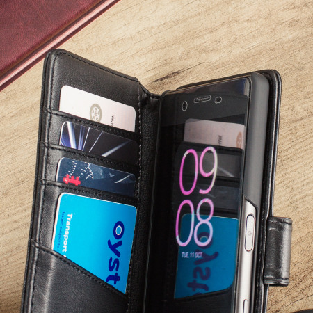 Olixar Genuine Leather Sony Xperia X Wallet Case - Black