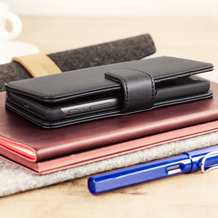 Olixar Premium Sony Xperia X Ledertasche Wallet Case in Schwarz