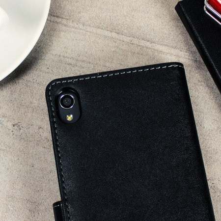 Olixar Leather-Style Sony Xperia XA Wallet Case - Black / Tan