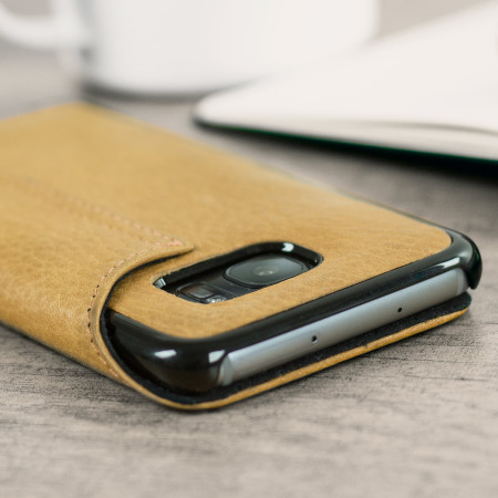 Vaja Agenda Samsung Galaxy S7 Edge Premium Leather Case - Tan Brown
