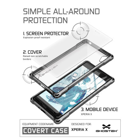 Ghostek Covert Sony Xperia X Bumper Case Hülle in Klar / Schwarz