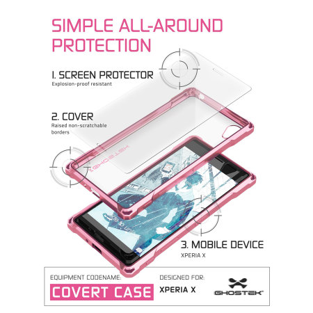Ghostek Covert Sony Xperia X Bumper Deksel - Gjennomsiktig / Rosa