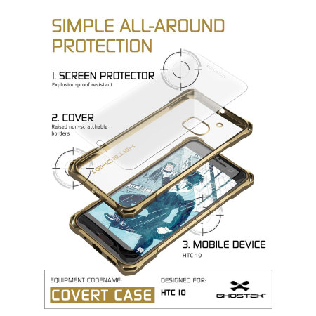 Ghostek Covert HTC 10 Bumper Case Hülle in Klar / Gold