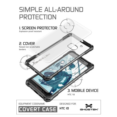 Ghostek Covert HTC 10 Bumper Case Hülle in Klar / Schwarz