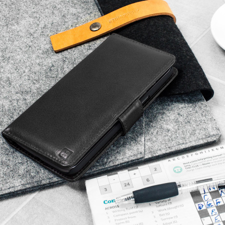Olixar echt leren Wallet Case voor de Moto G4 Plus - Zwart