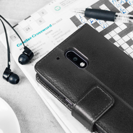 Olixar echt leren Wallet Case voor de Moto G4 Plus - Zwart