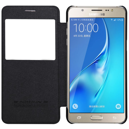 Housse Samsung Galaxy J7 2016 Nillkin Qin cuir avec fenêtre – Noire