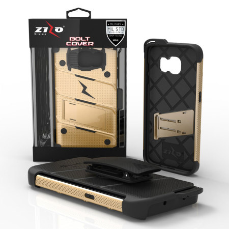 Coque Galaxy S7 Edge Zizo Bolt Series avec clip ceinture – Or
