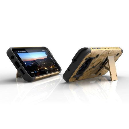 Coque Galaxy S7 Edge Zizo Bolt Series avec clip ceinture – Or