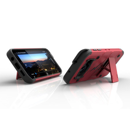 Zizo Bolt Samsung Galaxy S7 Edge Kovakotelo & Vyöklipsi - Punainen