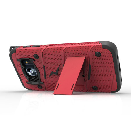 Coque Galaxy S7 Edge Zizo Bolt Series avec clip ceinture – Rouge