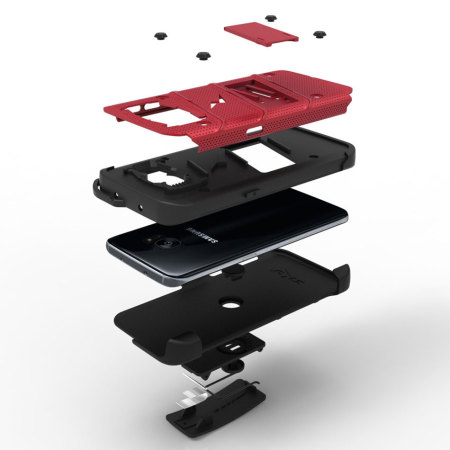 Zizo Bolt Series Samsung Galaxy S7 Edge Skal & bältesklämma - Röd