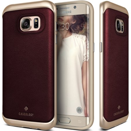 Coque Galaxy S7 Edge Caseology Envoy Series – Cuir Couleur Cerise
