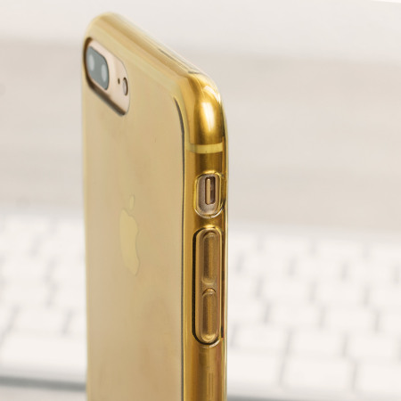 OneFlow Catena Per Cellulare Premium | Compatibile Con IPhone 7 / IPhone 8 | Custodia In Silicone Trasparente + Catena Metallica Oro | Tracolla Regolabile E Intercambiabile
