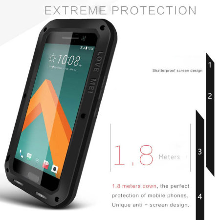 Love Mei Powerful HTC 10 Protective Skal - Svart