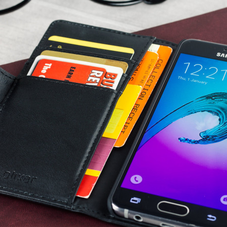Olixar Genuine Leather Samsung Galaxy A3 2016 Wallet Case - Black