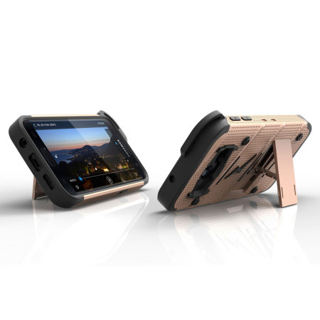 Zizo Bolt Samsung Galaxy S7 Kovakotelo & Vyöklipsi - Pinkki Kulta