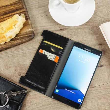 Olixar Leather-Style Samsung Galaxy Note 7 Plånboksfodral - Svart