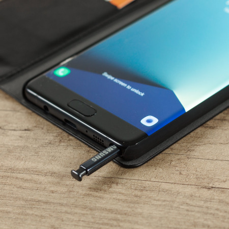 Olixar Samsung Galaxy Note 7 Wallet Case Kunstleder Tasche in Schwarz