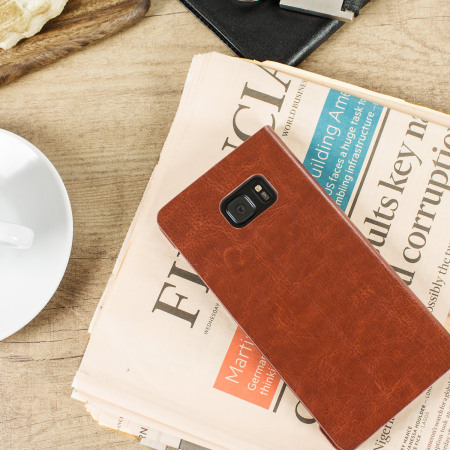 Olixar Leather-Style Samsung Galaxy Note 7 Plånboksfodral - Brun