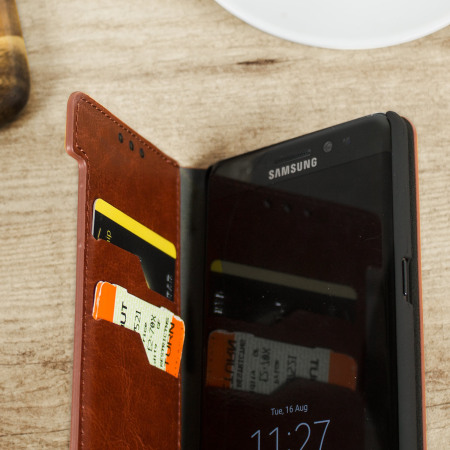 Olixar Samsung Galaxy Note 7 Wallet Case Kunstleder Tasche in Braun