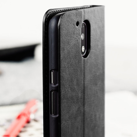 Olixar Lederlook Moto G4 Plus Wallet Case - Zwart