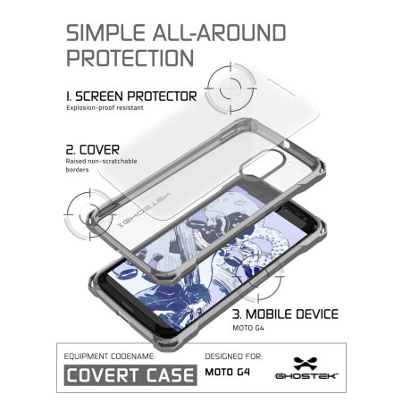 Ghostek Covert Moto G4 Plus Bumper Deksel - Gjennomsiktig / Sort
