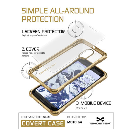 Coque Moto G4 Ghostek Covert - Transparente / Dorée