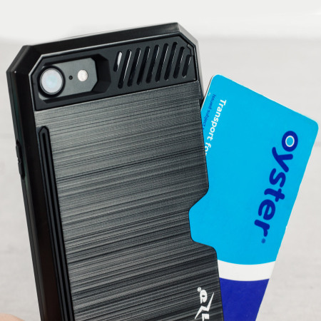 Zizo Metallic Hybrid Card Slot iPhone 7 Skal - Svart