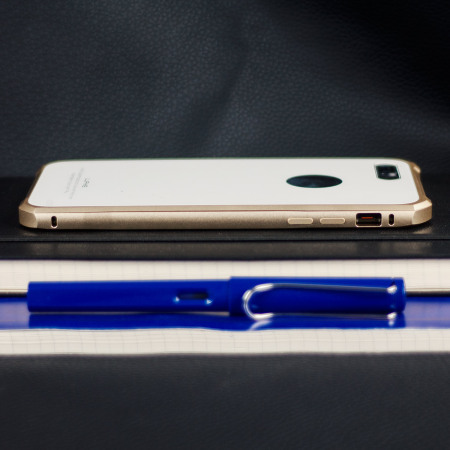 Luphie Gehärtetes Glas und Metal iPhone 7 Plus Bumper in Gold & Weiß