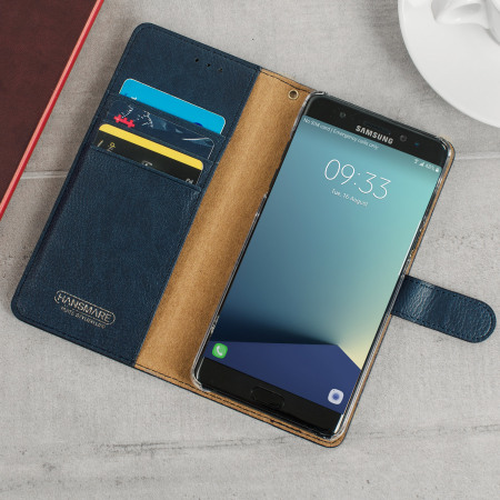 Funda Samsung Galaxy Note 7 Hansmare Calf Estilo Cartera - Azul Marina