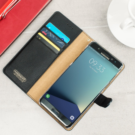 Hansmare Calf Samsung Galaxy Note 7 Wallet Case - Black