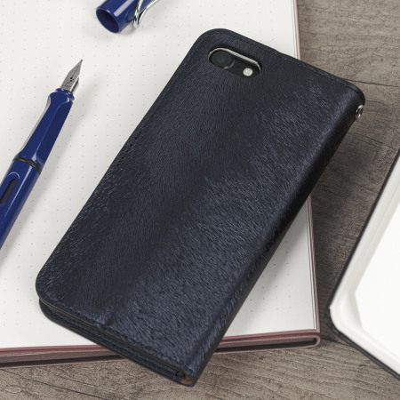 Hansmare Calf iPhone 7 Wallet Case - Navy Blue