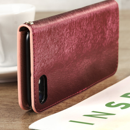 Hansmare Kalvläder iPhone 7 plånboksfodral - Vinröd