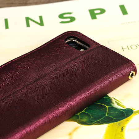 Hansmare Kalvläder iPhone 7 plånboksfodral - Vinröd
