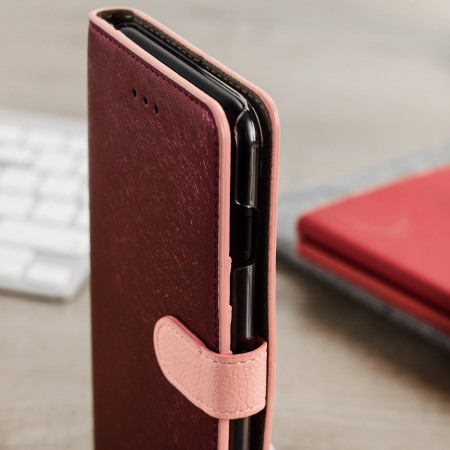 Hansmare Calf iPhone 7 Plus Plånboksfodral - Vinröd