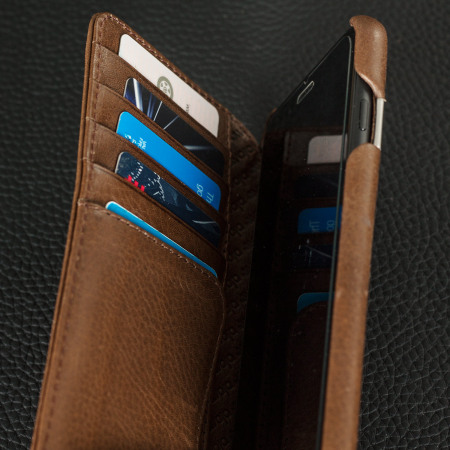 Vaja Wallet Agenda iPhone 7 Plus Premium Läderfodral - Mörkbrun
