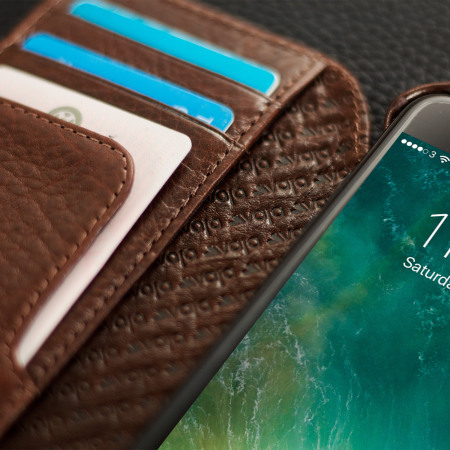Vaja Wallet Agenda iPhone 7 Premium Leder Case in Dunkel Braun