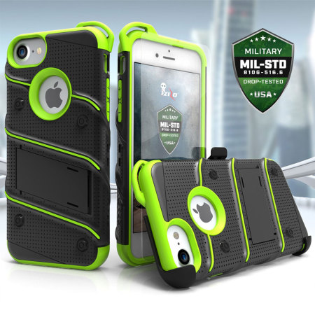 Zizo Bolt Series iPhone 7 Tough Case Hülle & Gürtelclip Schwarz / Grün