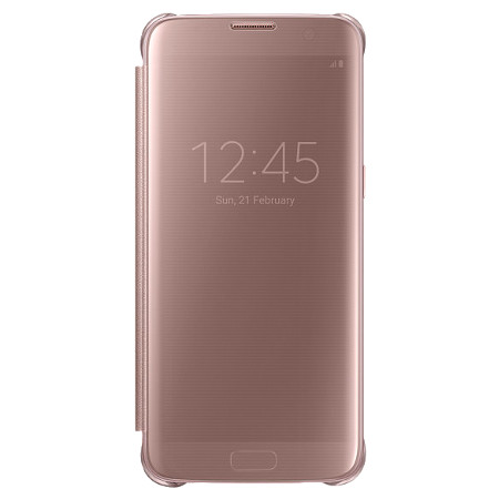 Official Samsung Galaxy S7 Edge Clear View Cover Suojakotelo - Pinkki